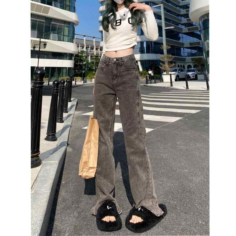 カーブデニム レディース デニムパンツ シンプル 無地 ゆったり ワイドパンツ 体型カバー 大人可愛い おしゃれ カジュアル ボトムスのサムネイル