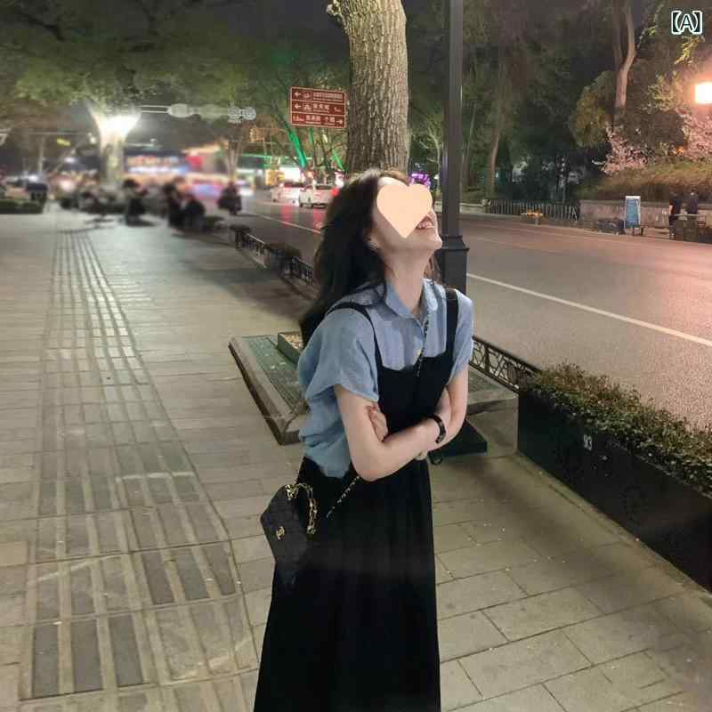 サロペットワンピース デニム レディース 春夏秋冬 オールシーズン Vネック Aライン ロング丈 ゆったり ゆるシルエット ポケット付き マタニティ 体型カバー 高見え 大人カジュアル