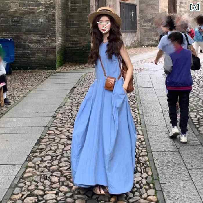 サロペットワンピース デニム レディース 春夏秋冬 オールシーズン Vネック Aライン ロング丈 ゆったり ゆるシルエット ポケット付き マタニティ 体型カバー 高見え 大人カジュアル