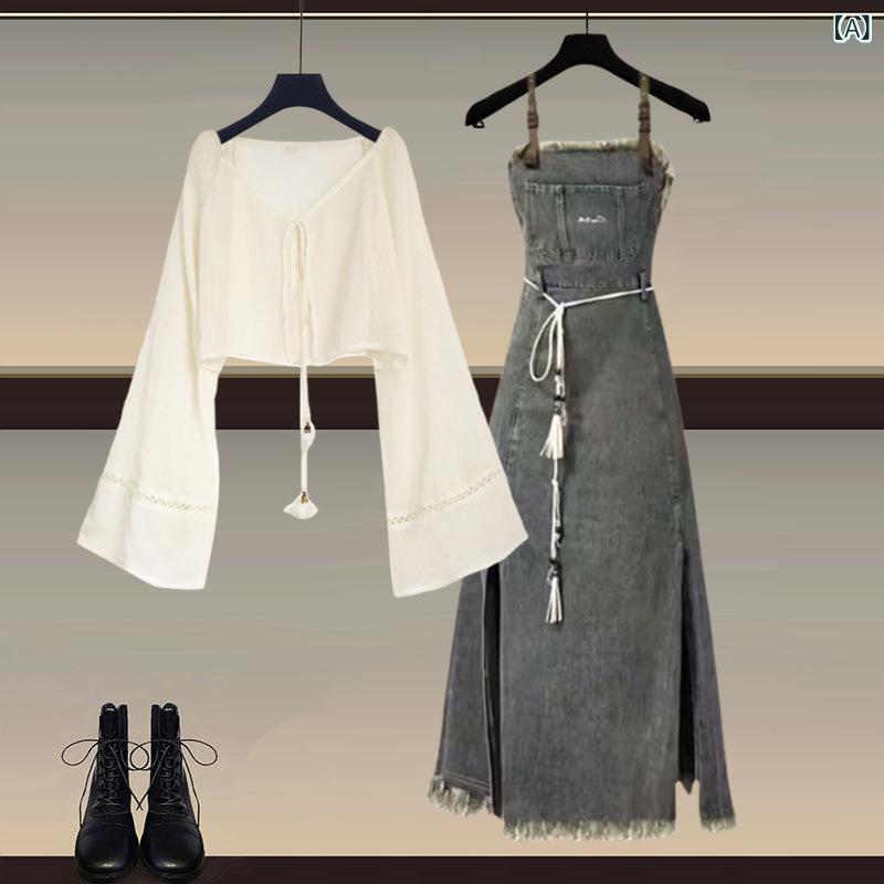 サロペットワンピース デニム レディース 春夏秋冬 オールシーズン Vネック Aライン ロング丈 ゆったり ゆるシルエット ポケット付き マタニティ 体型カバー 高見え 大人カジュアル