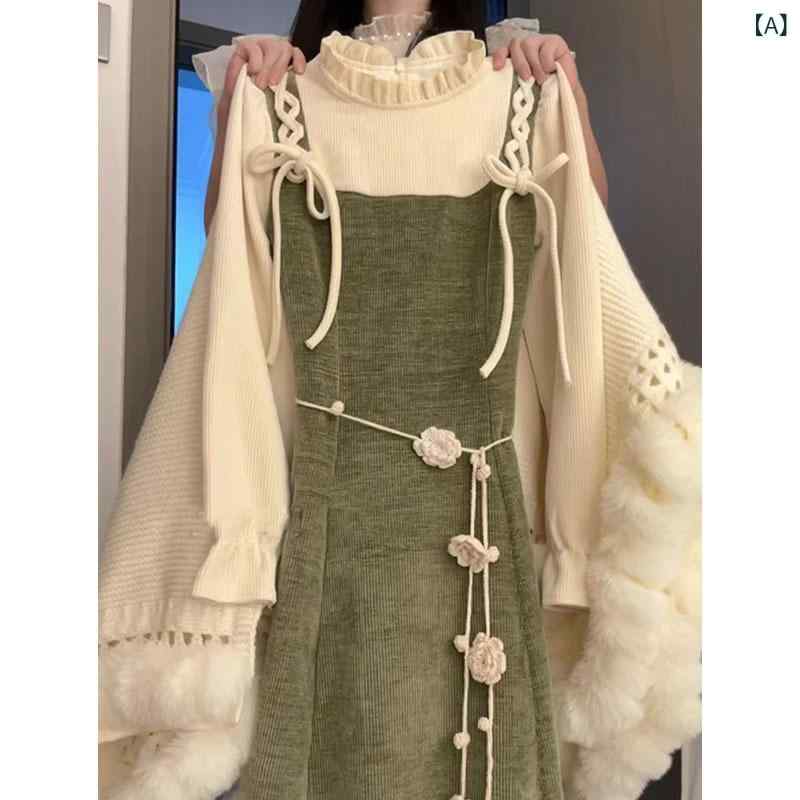 サロペットワンピース レディース Vネック ロング丈 ジャンパースカート 着回し抜群 オールシーズン 体型カバー 大人カジュアル 重ね着 おしゃれ きれいめ