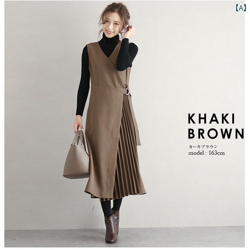 サロペットワンピース レディース Vネック シンプル 無地 ジャンパースカート ゆったり ロング丈 体型カバー オーバーオール 大人可愛い おしゃれ きれいめ