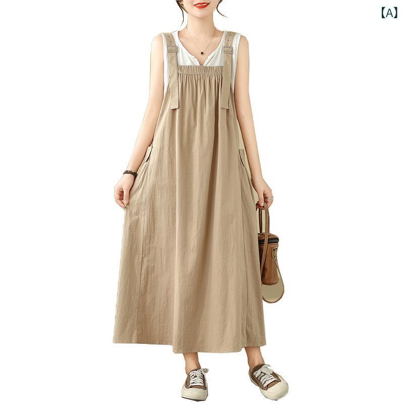 デニムサロペットワンピース レディース Vネック ロング丈 ジャンパースカート ゆったり カジュアル オーバーオール オールシーズン 体型カバー きれいめ 大人可愛い