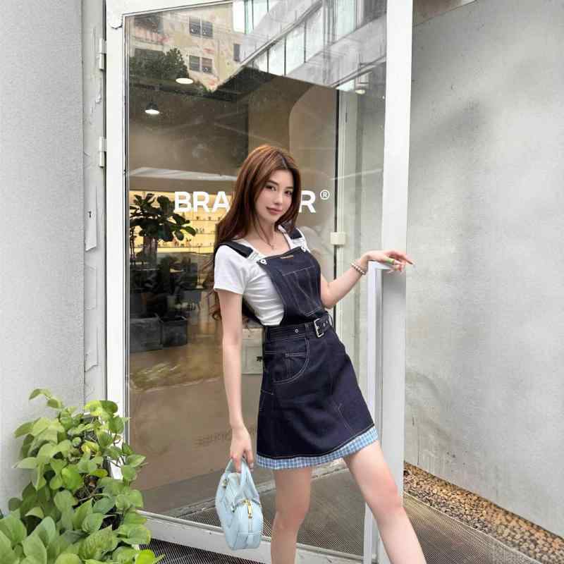 ジャンパースカート レディース 夏コーデ チェック柄 カジュアル 同窓会 M ゆったり