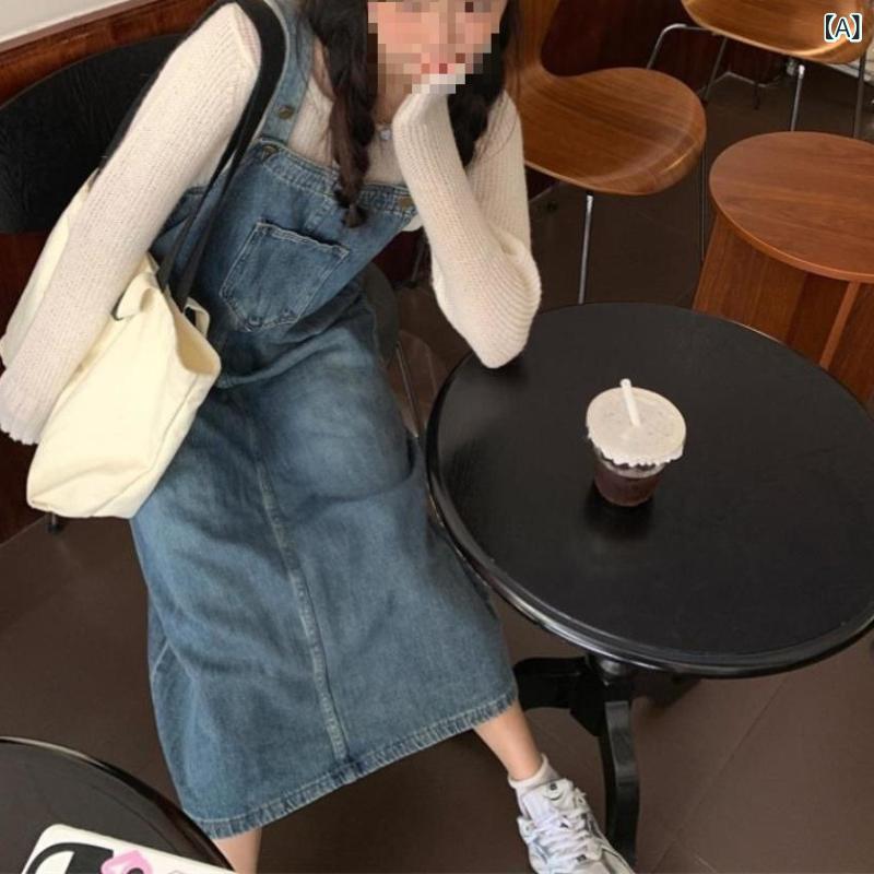 ジャンパースカート ロング レディース フレアシルエット きれいめ Vネック 楽ちん ウエストゴム 体型カバー オールシーズン