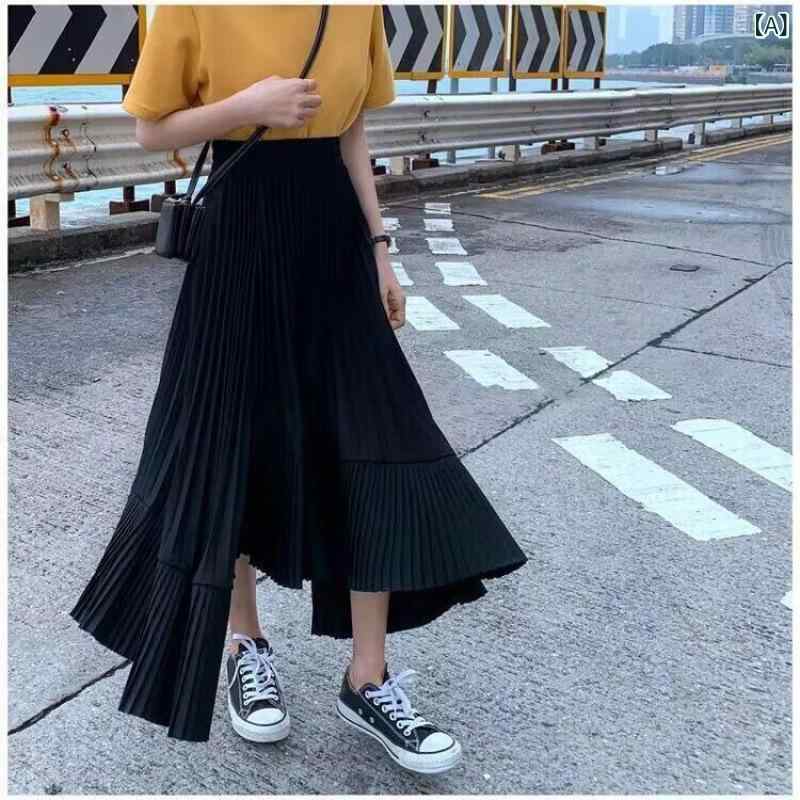 プリーツスカート ロング シフォン レディース ハイウエスト 着痩せ ウエストゴム フレア マキシスカート 透け感 軽やか 無地 黒 白 ベージュ 春 夏 きれいめ 大人可愛い カジュアル 通勤 OL ファッション 体型カバー 大きいサイズ