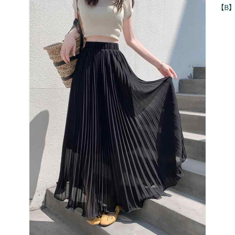 プリーツスカート ロング レディース ハイウエスト シフォン スカート 上品 エレガント 高見え きれいめ 大人 通勤 オフィス フォーマル 無地 黒 白 グレー 大きいサイズ 体型カバー 美脚ライン マキシスカート