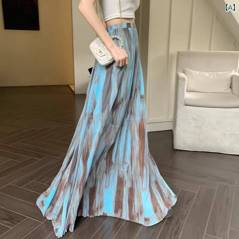 プリーツスカート ロング シフォン レディース ハイウエスト 着痩せ ウエストゴム フレア マキシスカート 透け感 軽やか 無地 黒 白 ベージュ 春 夏 きれいめ 大人可愛い カジュアル 通勤 OL ファッション 体型カバー 大きいサイズ