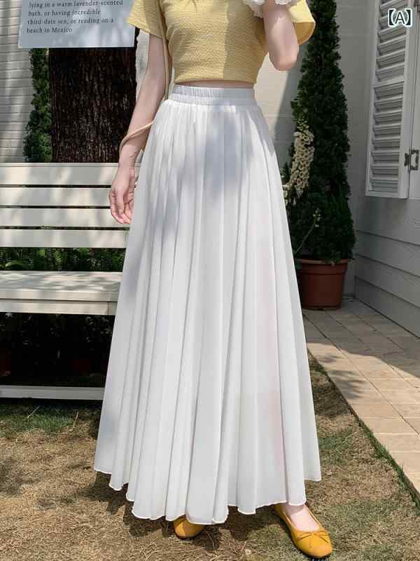 プリーツスカート ロング レディース シフォン スカート ハイウエスト 着痩せ ウエストゴム 無地 黒 白 春 夏 秋 冬 マキシスカート 体型カバー 大きいサイズ きれいめ おしゃれ 通勤 オフィス カジュアル フレアスカート ウエストゴム シンプル