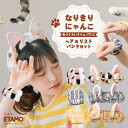 ヘアバンド リストバンド セット 耳付き 猫 猫耳 猫雑貨 なりきりにゃんこ 三毛猫 サバトラ 茶トラ アニマル 柄 動物 グッズ 洗顔 化粧 メイク 耳 ふわ...