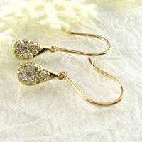 ドロップつゆ涙型ペアシェイプミステリーダイヤモンドピアスダイヤピアス0.20ct18金K18イエローゴールド揺れるフックピアスアメリカンピアスブラK18YG【送料無料】05P19Mar14
