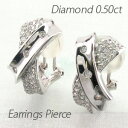 【P10倍 500円OFFクーポン】イヤリング ダイヤモンド ピアス レディース パヴェ ゴージャス 0.5カラット クロス X字 地金 コンビ 18金 18k...