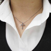 クロス十字架ブラックダイヤモンドネックレスペンダントダイヤペンダント18金K18ホワイトゴールドK18WG0.30ct【送料無料】