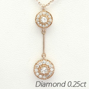 Rakuten - 【P10倍 お買い物マラソン】ダイヤモンド ネックレス 18k ペンダント レディース アンティーク ミル ブラ 揺れる ゆれる 0.2カラット ゴールド k18 18金 母の日