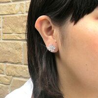 パヴェフラワー花ダイヤモンドピアスダイヤピアススタッドピアス0.70ct18金K18ホワイトゴールドK18WG【送料無料】10P13Jun14