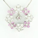 【P5倍 超ポイントアップ祭】ダイヤモンド ネックレス 18k ペンダント レディース フラワー ピンクサファイア 花 ブラ 揺れる サークル ゴージャス ゴー...