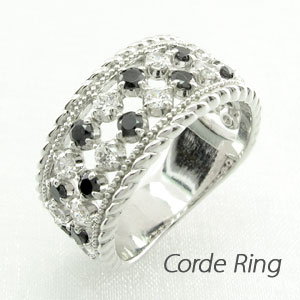 ブラックダイヤモンド リング 指輪 レディース アンティーク ミル打ち 透かし ゴージャス プラチナ なわ 縄網様 1.0カラット 母の日