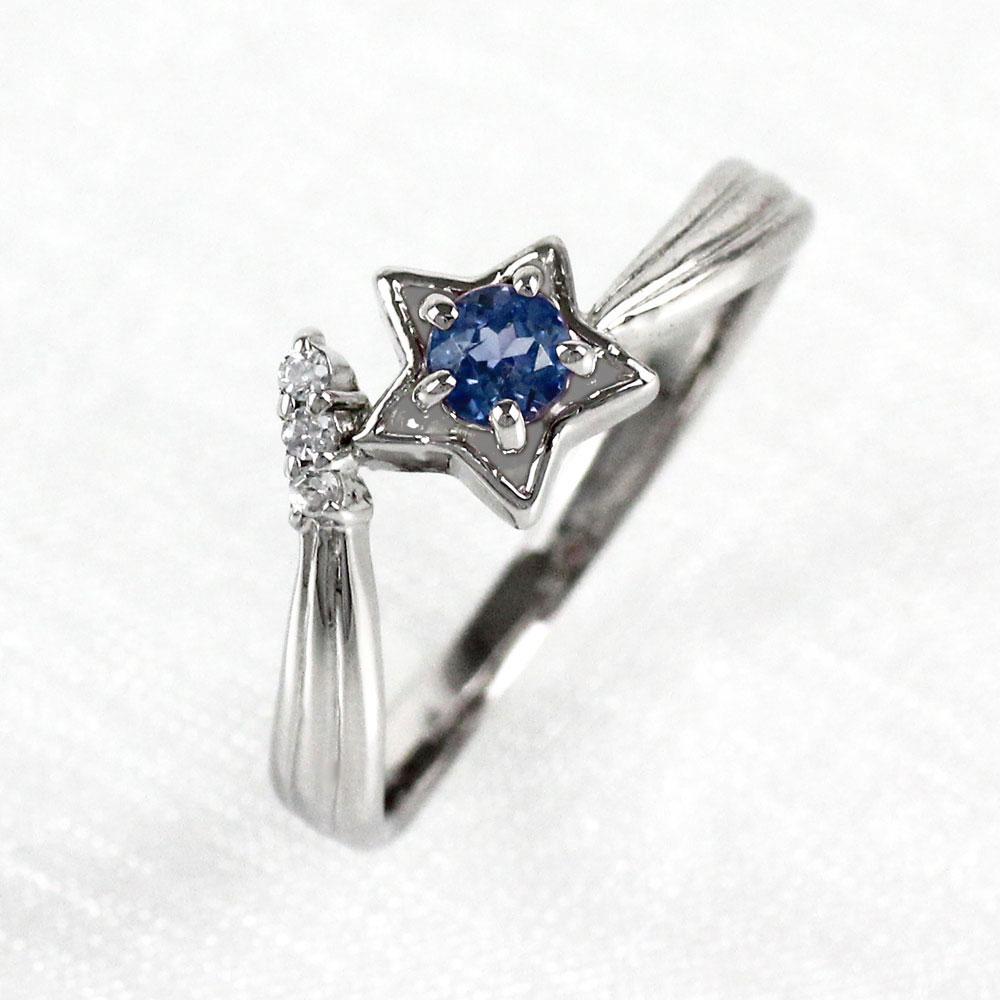 【P10倍 500円OFFクーポン】サファイア リング カラーストーン 指輪 誕生石 ダイヤ ダイヤモンド レディース 一粒 スター 星 ゴールド k18 18k 18金 初売り 福袋