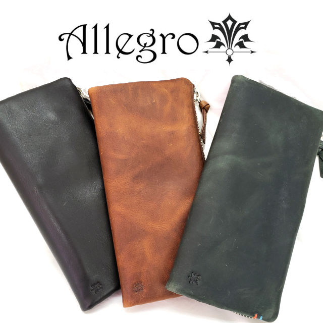 ブランド革財布（男性向け） Allegro アレグロ 03986+ メンズ 長財布 本革 革財布 小銭入れ有 カード 経年変化 かっこいい 黒 緑 茶色 ギフト プレゼント 送料無料