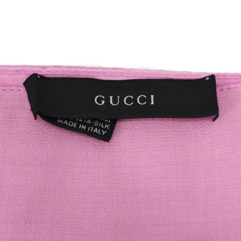 【中古】GUCCI グッチ　ストール GG柄　ピンク　オールシーズン　オシャレ　ウール70％　シルク30％　スカーフ　ショール　約H175×W45cm　春　夏　秋　冬　レディース　薄手　軽量