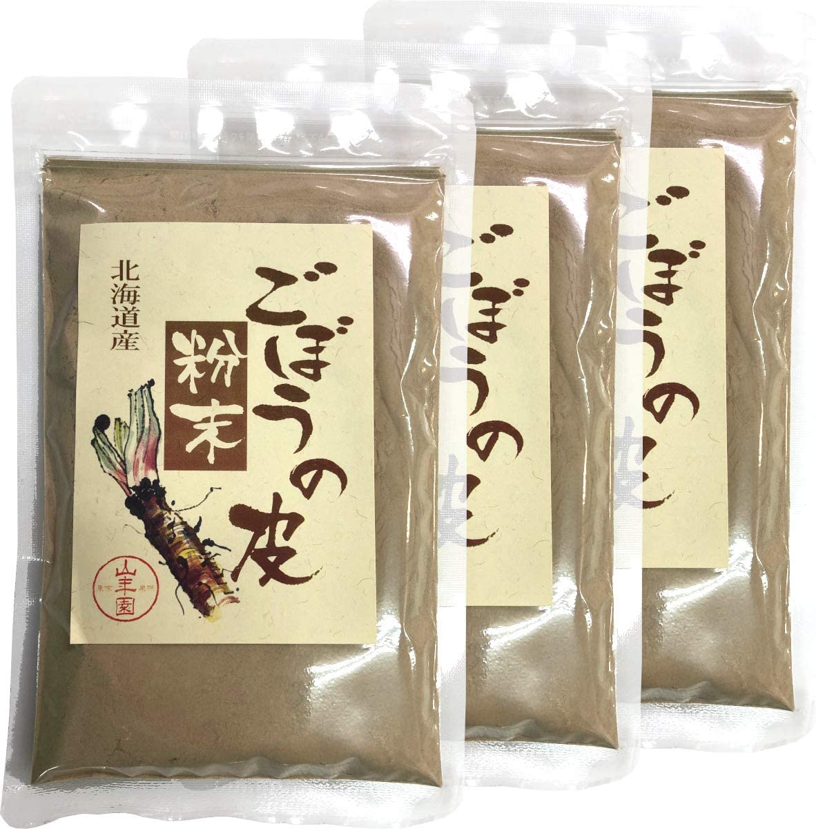 ごぼうの皮粉末 70g 北海道産 【国産100%】 巣鴨のお茶屋さん 山年園 【3袋セット】