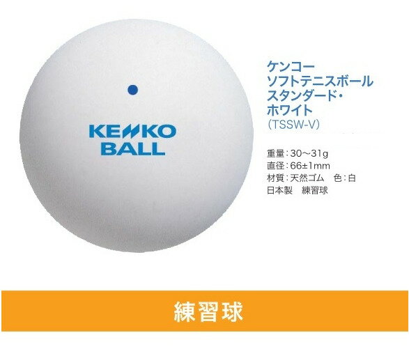 軟式テニスボールケンコーソフトテニスボールスタンダードホワイトNAGASEKENKOナガセケンコーTSSW-V6球セット練習球