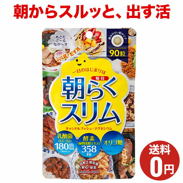 【朝毎日らくスリム 90粒入 30日分】あさだ！で〜る！なが〜す！ジャパンギャルズ/乳酸菌/酵素/キャン..