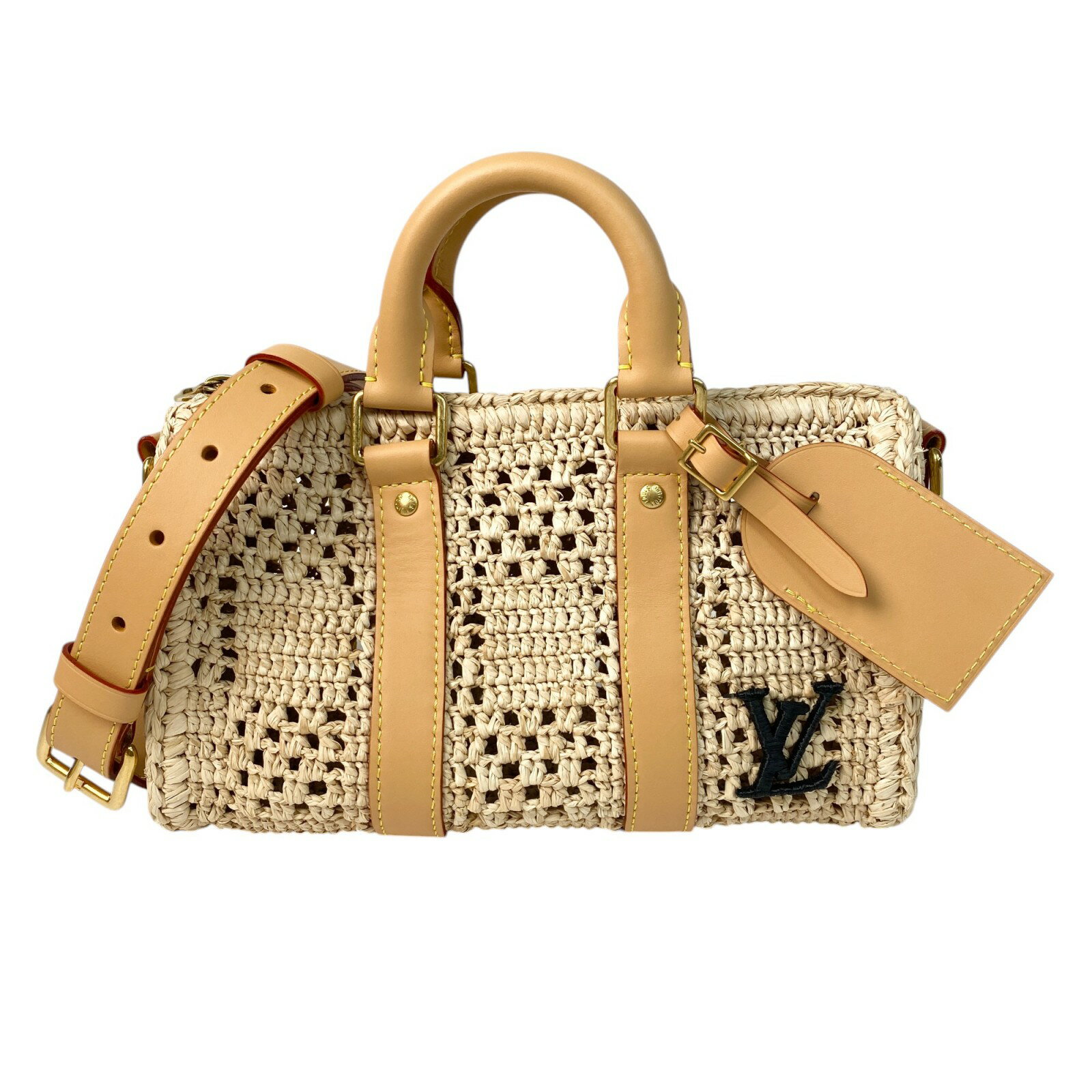 美品 ルイヴィトン LOUIS VUITTON レディース ダミエ・ラフィア キーポルバンドリエール 25 M25010 2way ショルダーバッグ ハンドバッグ 斜めがけ クロスボディ【中古】