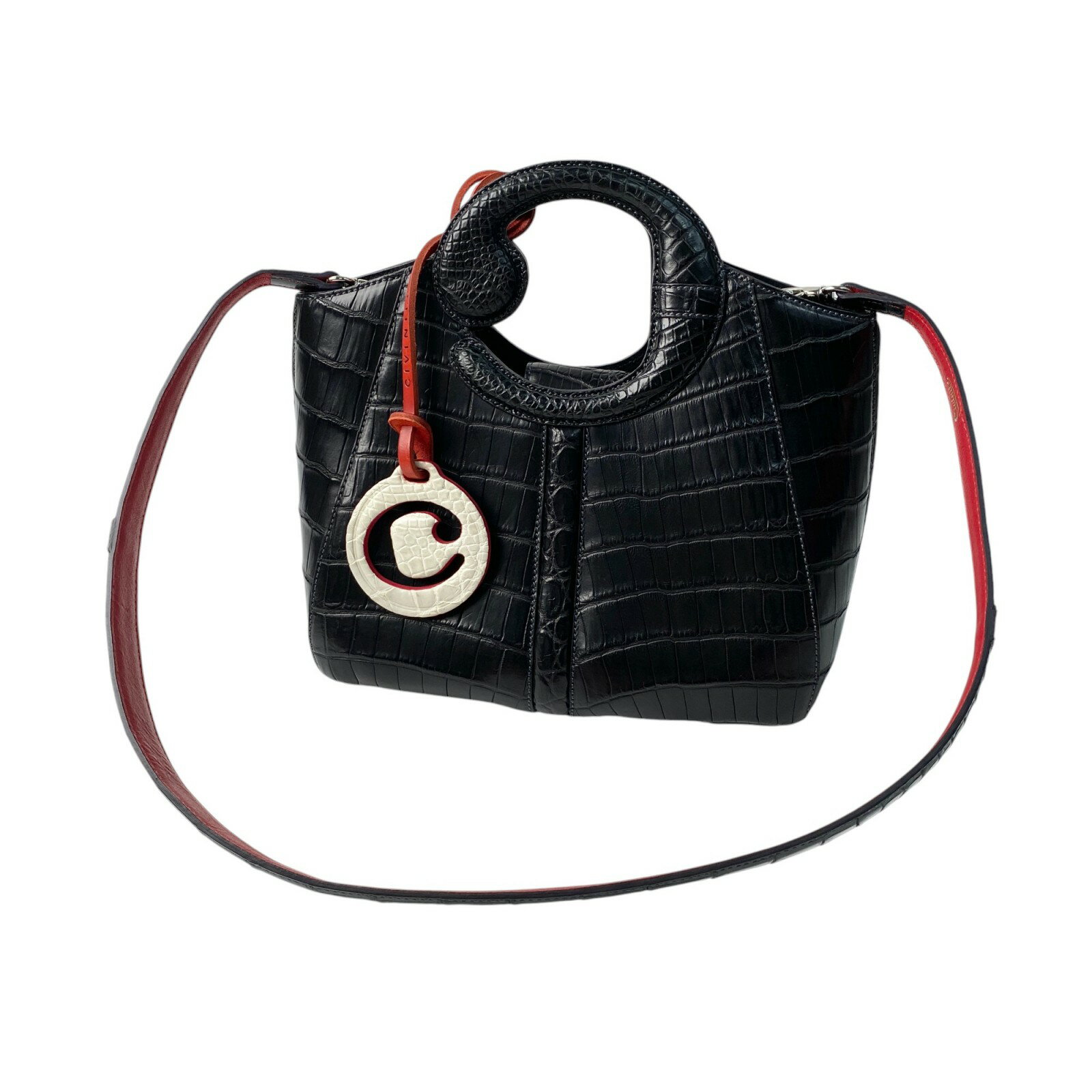 未使用 チビナイル Civinile レディース 2way マットクロコ ショルダーバッグ ハンドバッグ【中古】 2