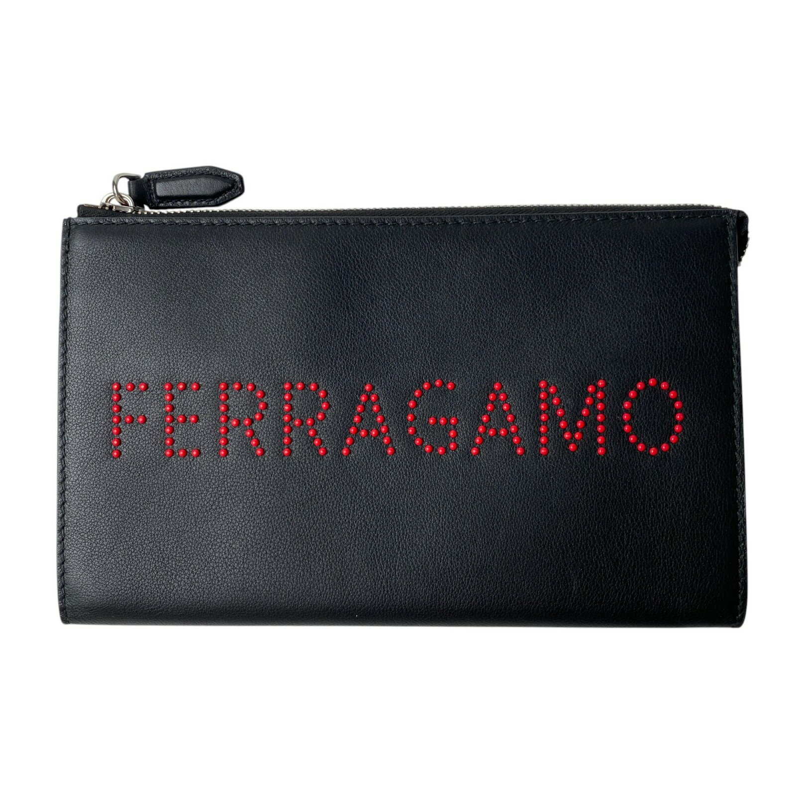美品 フェラガモ FERRAGAMO レディース クラッチバッグ ロゴスタッズ 24-A121【中古】