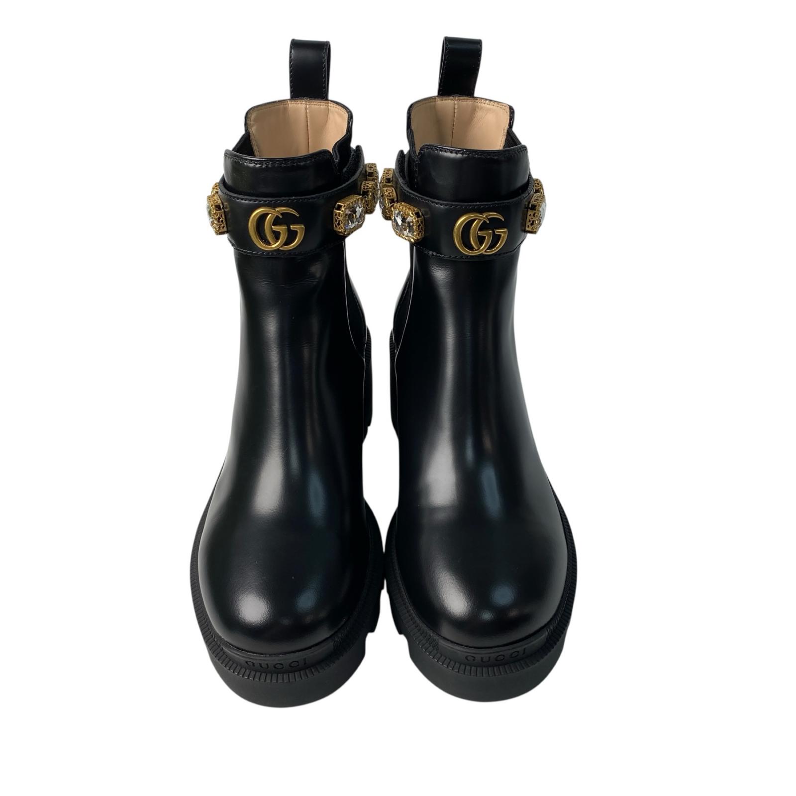 未使用 グッチ GUCCI GGマーモント サイドゴアブーツ # 36.5 550036 レディース【中古】