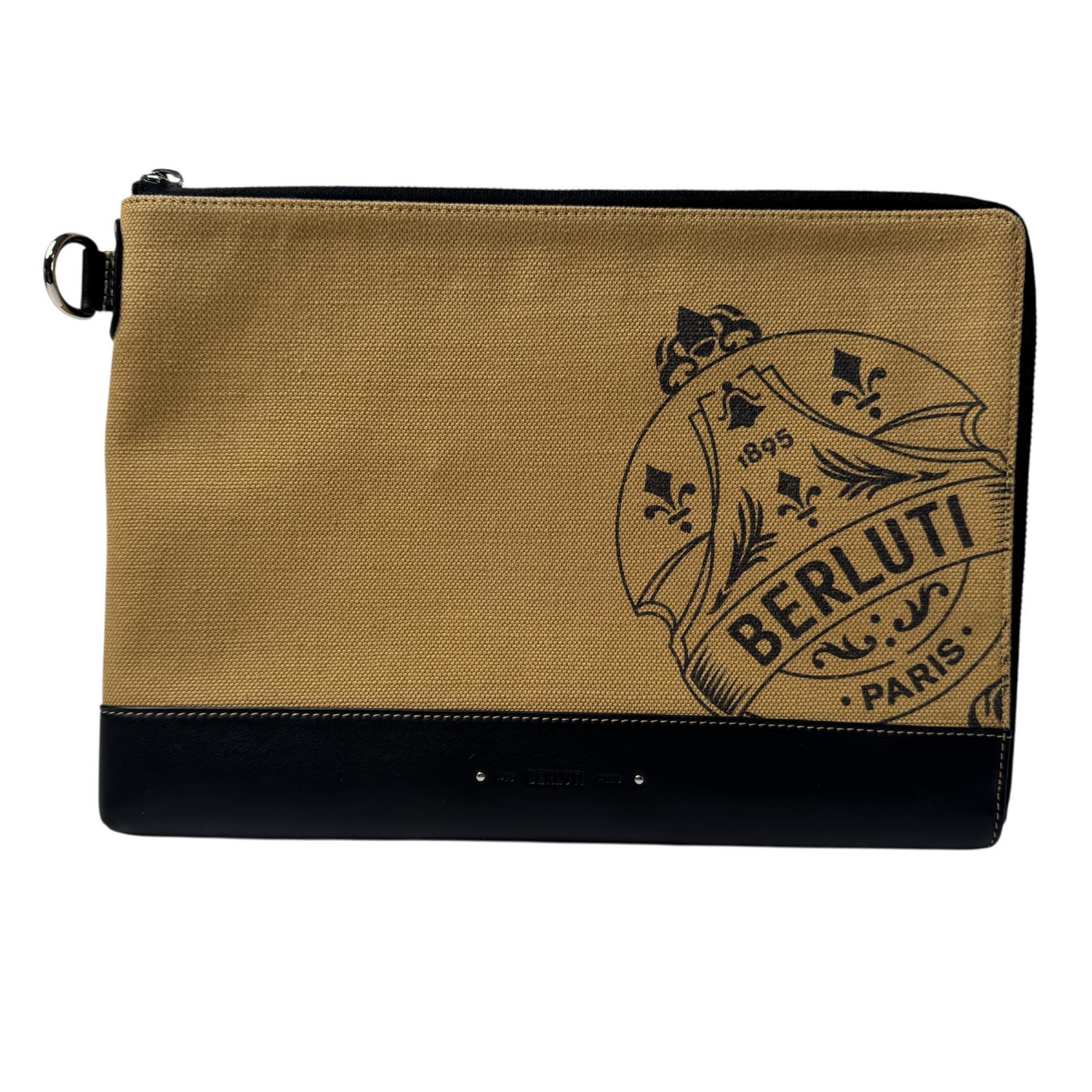 C, G - 美品 ベルルッティ Berluti ニノ クラッチバッグ GM キャンバス×レザー メンズ【中古】