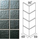 名古屋モザイク クラフトタイル 美濃古窯 MINOKOYO 90°75角曲り(接着)布面 MK-069M-M-3N[シート]