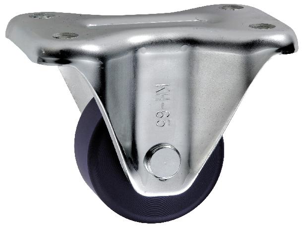 KH型　重荷重用旋回金具（小型タイプ） サイズ(mm)： 65 タイプ： MCナイロン 品　番：RRKH-65 車輪使用：MCナイロン 最大荷重(daN)： 300　、306.0kgf タイヤ幅R(mm)： 34 シャフト径D(Φmm)： ...