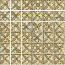 ニッタイ工業株式会社　アートモザイクコレクション　陶片　TOU-01[シート]　平（49角）デザイン（ユニット）モザイクタイル　和風　レトロ