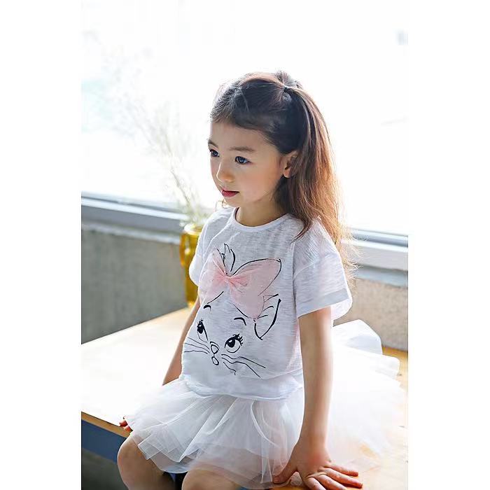 子供服 Tシャツ 猫 リボン 女の子 半袖 キッズ トップス 子ども 韓国子供服 プリント カジュアル ナチュラル 半袖トップス 兄弟 お揃い かわいい