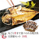 焼かずにそのまま 丸ごと骨まで食べられる 干物 焼き魚 （塩・燻製・醤油） 大容量 18枚 お得用 干物セット  惣菜 魚 宝や 焼魚 干物 1位 骨まで食べられる焼き魚 おつまみ 電子レンジ 調理 湯せん 調理 さんま さば あじ 薫製 災害食 保存食 母の日 父の日 食べ物