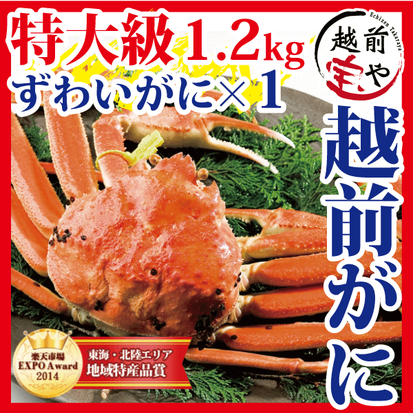 【送料無料】越前ガニ「ずわいがに特大級1.2kg」×1杯ブランドタグ付き！【冷蔵】産地直送 越前がに 【ギフト贈答】【楽ギフ_のし】【RCP】SS05P03mar13【05P19Mar13】