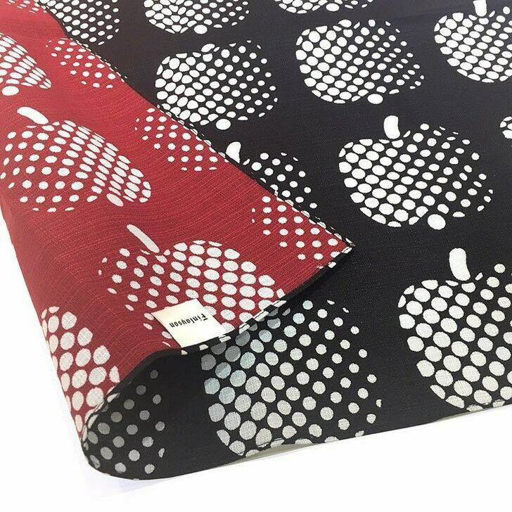 風呂敷 大判 FINLAYSON フィンレイソン リバーシブルクロス OPTINEN OMENA オプティネン・オメナ リンゴ ブラック レッド エコバッグ レ...