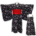 女の子 2WAY 子供浴衣セット 80 90 100 浴衣 結び帯 こども ワンピース サマードレス Kids yukata お仕立て上がり浴衣 サンドレスの商品画像