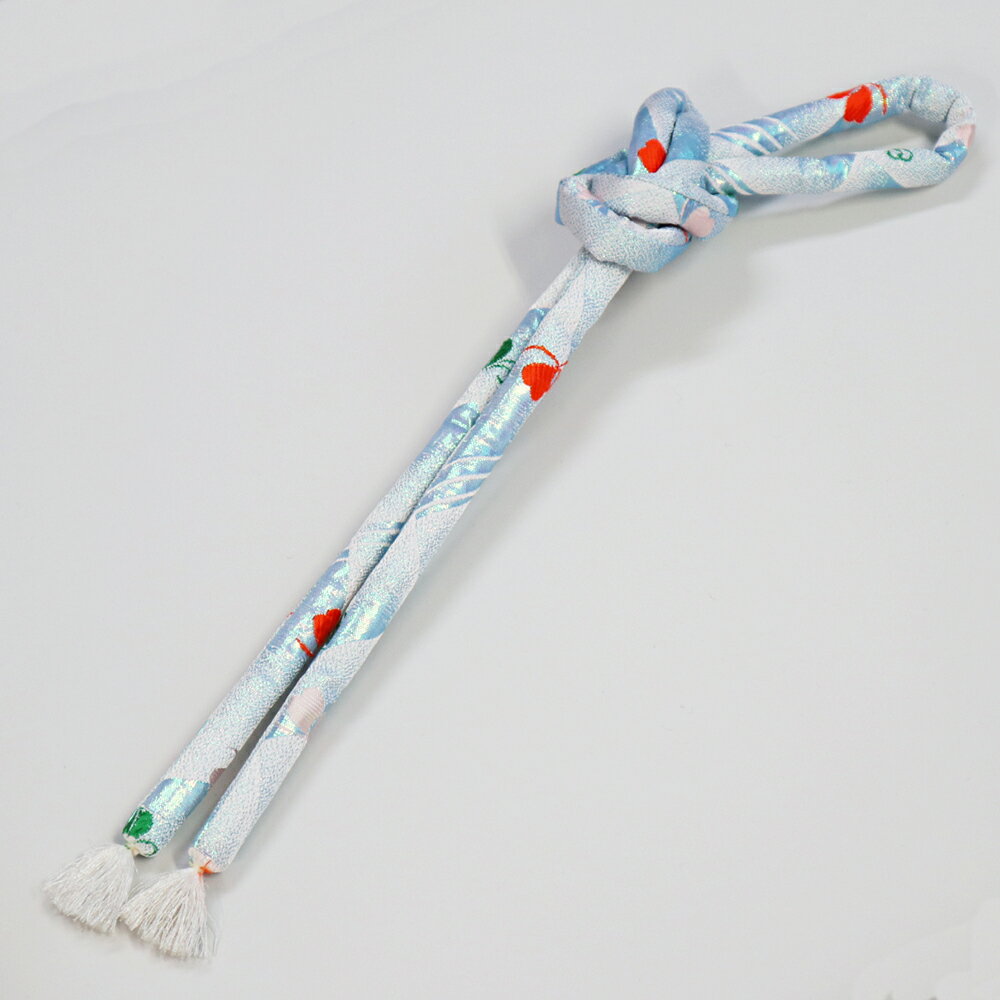 高級丸ぐけ 子供帯締め 水色金襴 七五三 着物 3歳 7歳 七五三 女の子 女児