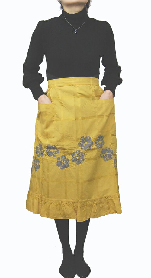 鳴海絞り格子 サロン前掛け9