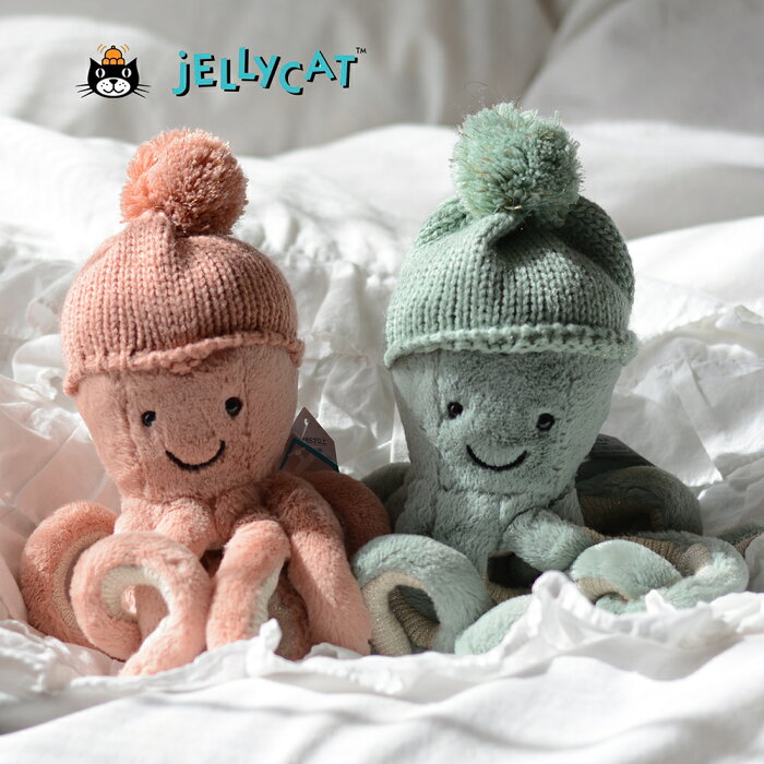 【正規品】【ラッピング無料】Jellycat Cozi Odell Odyssey Octopus　ジェリーキャット　ニット帽のタコ帽子をかぶった たこ　タコの縫いぐるみ　たこのぬいぐるみ 正規代理店 正規販売店　原宿 エトフイギリス 輸入品