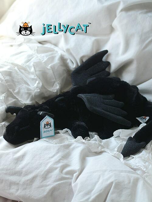 恐竜のぬいぐるみ 【正規販売代理店】Jellycat Onyx Dragon オニキスドラゴン　黒 ドラゴンジェリーキャット 　黒いドラゴン 50センチ　ブラックドラゴンの縫いぐるみ　恐竜 怪獣　縫いぐるみ