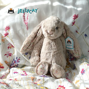 【正規品】【選べるラッピング】 Jellycat Blossom Bea Beige Bunny　Mサイズ　ブロッサム バニー　花柄 ベージュ バニー　小花 耳　お花の耳 うさぎのぬいぐるみジェリーキャット イギリス 輸入品