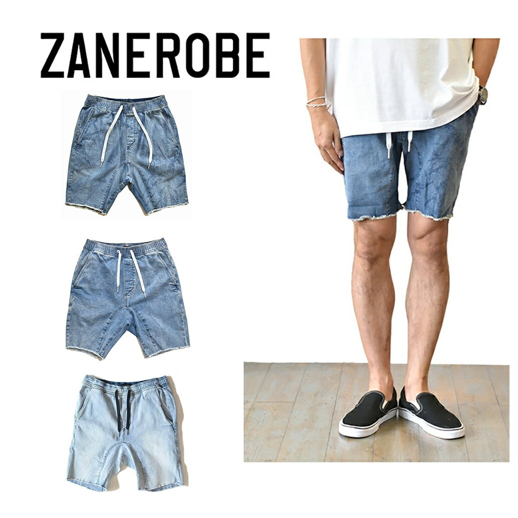 ZANEROBE Sureshot Denim Short ゼインローブ ハーフパンツ メンズ ショートパンツ 半ズボン デニムショートパンツ カットオフ デニム 切りっぱなし ウオッシュデニム 短パン メンズ ウエストゴム