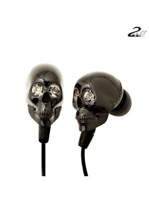 2 ME Style - Earphones In-Ear Skull & Swarovski Crystals �ȥ����ߡ� ����ե��� �ɥ��� ������ BLACK