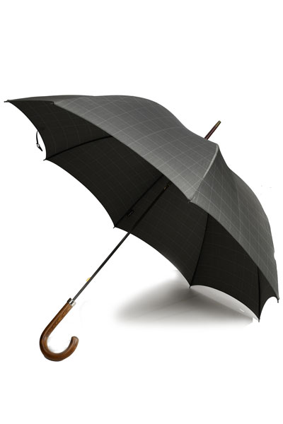 フォックス・アンブレラズ FOX UMBRELLAS 長傘 GT1モデル グレー・グレンチェック 木目ウッドハンドル細身傘 晴雨兼用 撥水-UVカットのサムネイル