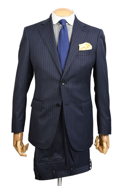 ポールスチュアート メンズ PAUL STUART 春夏シングルスーツ 2ボタン プレーンフロント スチュアーツブルーストライプ／PAUL STUART MEN'S 2B SUITS WOOL STUART'S BLUE STRIPE