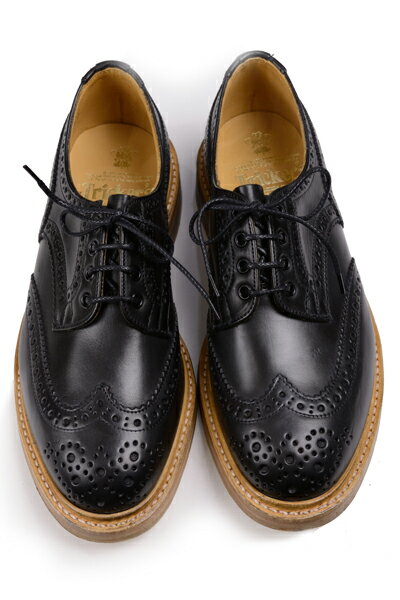 トリッカーズ ウィングチップバートン Tricker's Bourton カントリーシューズ フルブローグ短靴 ブラック MCカーフ レ ダブルレザーソール